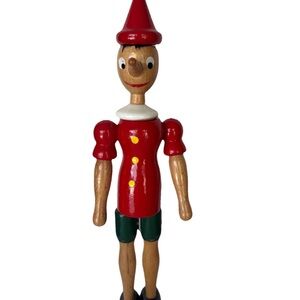 Classic Vintage wWooden Pinocchio Doll Made in Italy w/articulated arms & legs